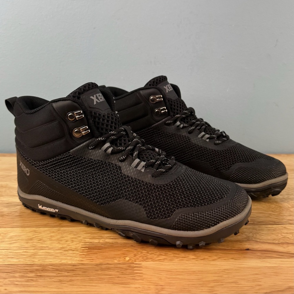 Xero Shoes Scrambler Mid Mens 7 Black Minimalist Barefoot Outdoor Hiking Boots